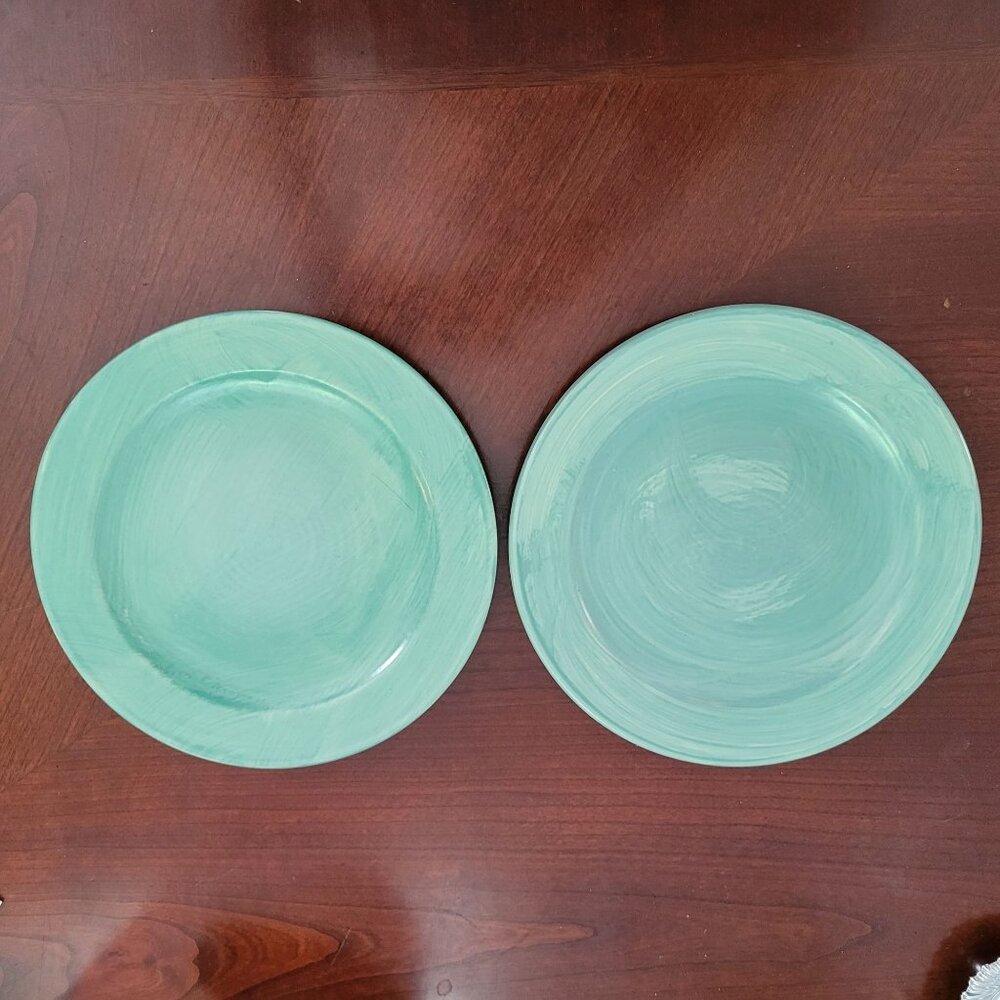 Pfaltzgraff Naturewood 9" Green Ceramic Salad Plates